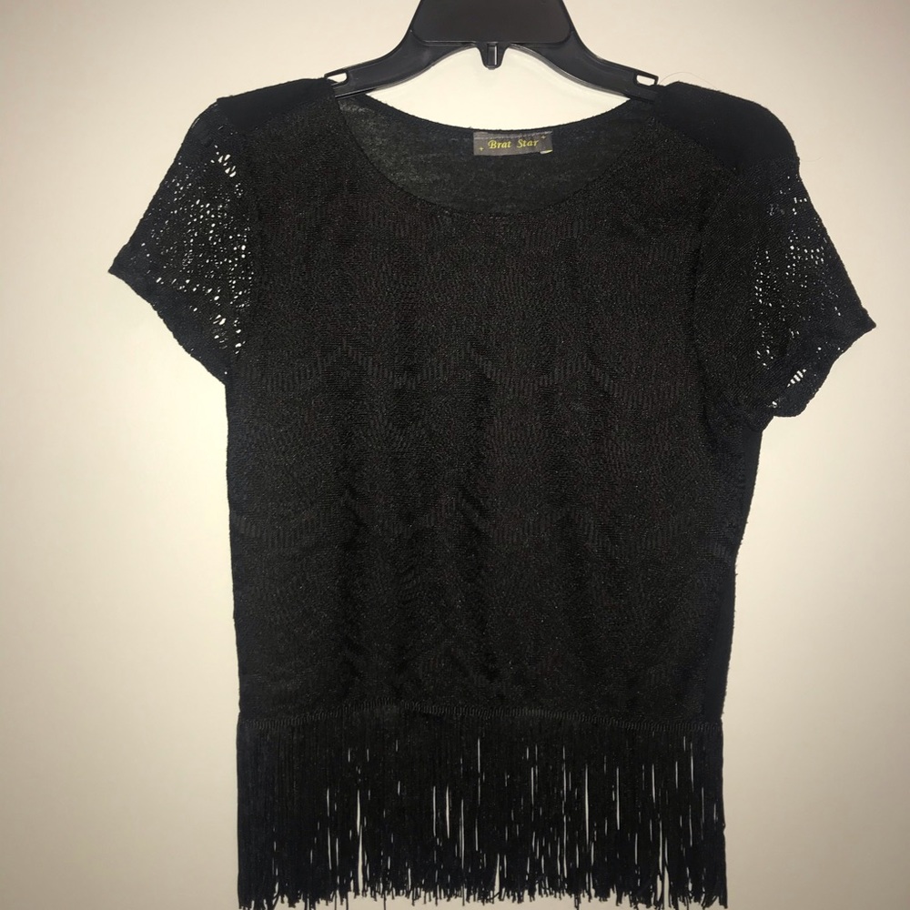 Fun Boho style lace and tassel top
